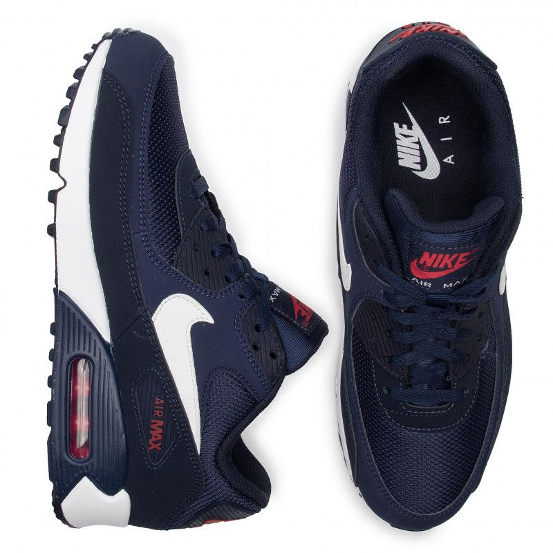 Nike Air Max 90 Essential Férfi Alkalmi Midnight Sötétkékegyetem Vörösobsidianfehér