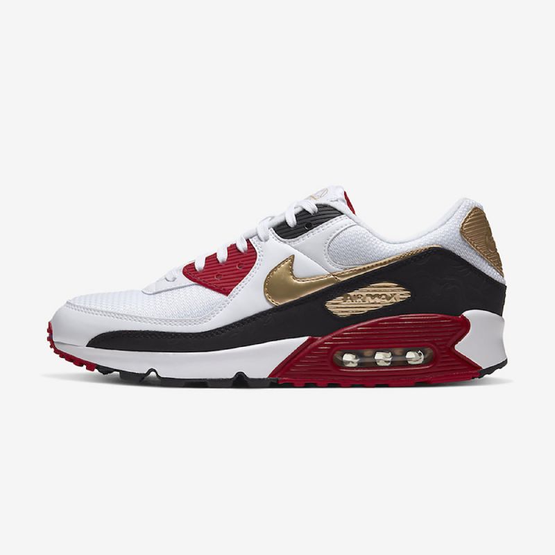 Nike Air Max 90 Essential Férfi/női Alkalmi Fehér Metál Arany Fekete