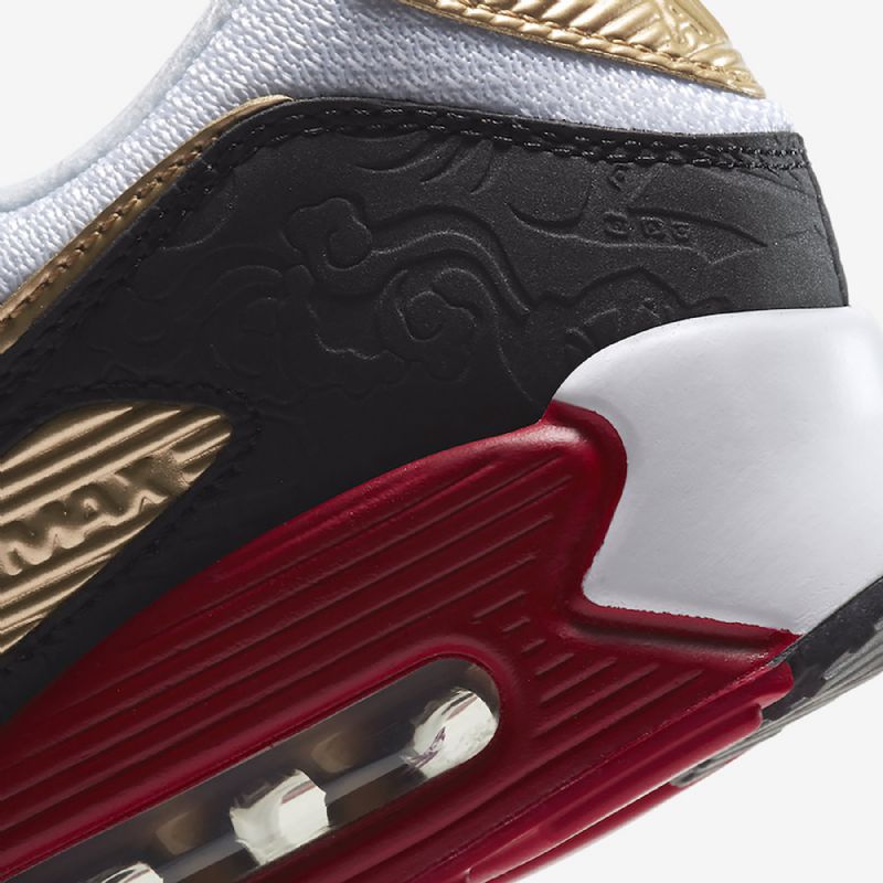 Nike Air Max 90 Essential Férfi/női Alkalmi Fehér Metál Arany Fekete