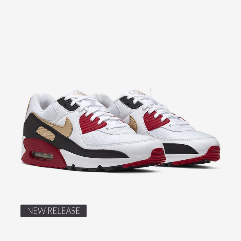 Nike Air Max 90 Essential Férfi/női Alkalmi Fehér Metál Arany Fekete