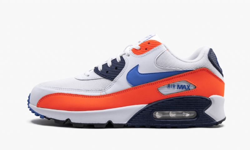 Nike Air Max 90 Essential Férfi / Női Alkalmi Fehér / Teljes Narancs / Éjféli Sötétkék / Fotó Kék