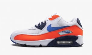 Nike Air Max 90 Essential Férfi / Női Alkalmi Fehér / Teljes Narancs / Éjféli Sötétkék / Fotó Kék