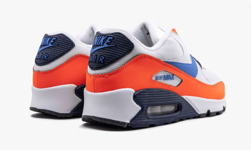 Nike Air Max 90 Essential Férfi / Női Alkalmi Fehér / Teljes Narancs / Éjféli Sötétkék / Fotó Kék