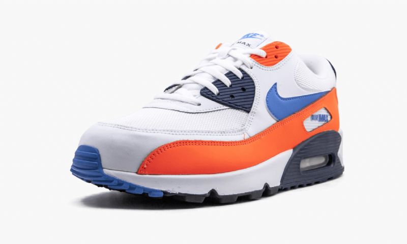 Nike Air Max 90 Essential Férfi / Női Alkalmi Fehér / Teljes Narancs / Éjféli Sötétkék / Fotó Kék
