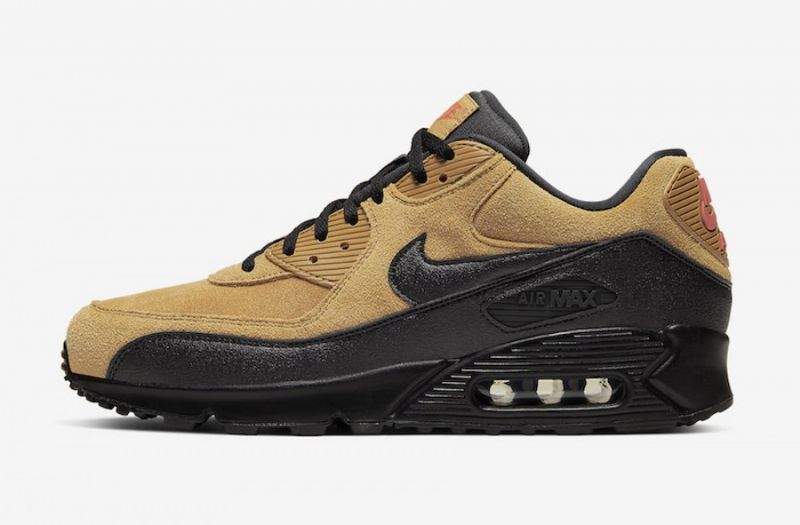 Nike Air Max 90 Essential Wheat Fekete Férfi / Női Alkalmi / Gold-egyetem Vörös