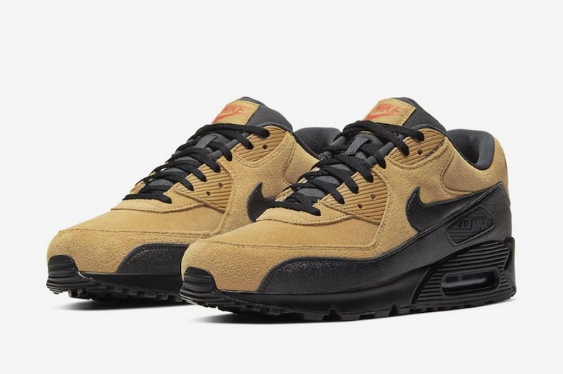 Nike Air Max 90 Essential Wheat Fekete Férfi / Női Alkalmi / Gold-egyetem Vörös
