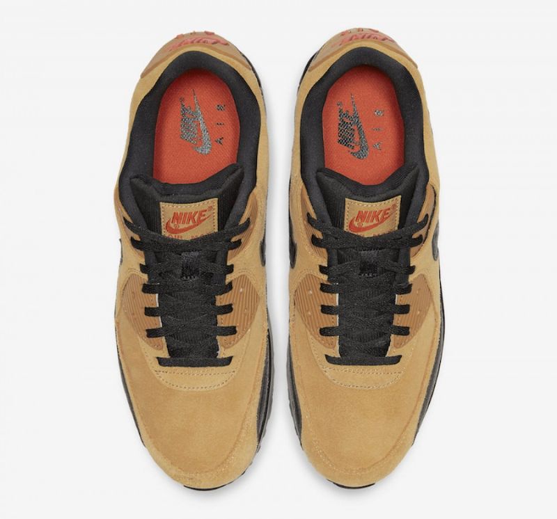 Nike Air Max 90 Essential Wheat Fekete Férfi / Női Alkalmi / Gold-egyetem Vörös