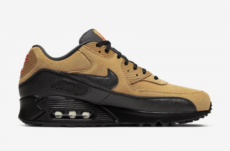Nike Air Max 90 Essential Wheat Fekete Férfi / Női Alkalmi / Gold-egyetem Vörös