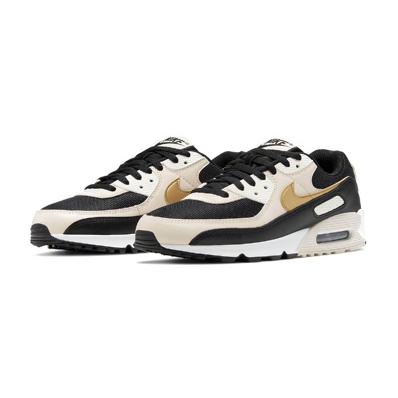 Nike Air Max 90 Férfi / Női Alkalmi Fekete / Csúcsfehér / Világos Ércfa
