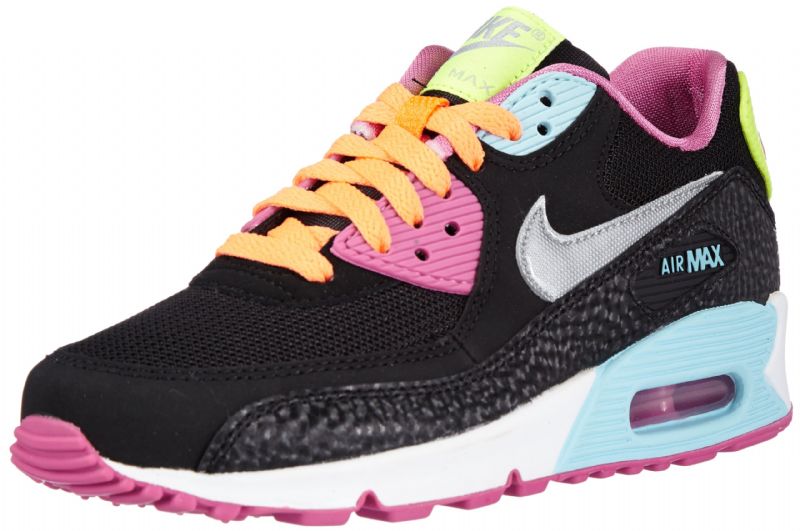 Nike Air Max 90 Gs Női Alkalmi Blk / Mtllc Slvr-rd Vlt-glcr Ic