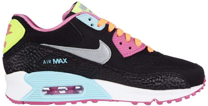 Nike Air Max 90 Gs Női Alkalmi Blk / Mtllc Slvr-rd Vlt-glcr Ic