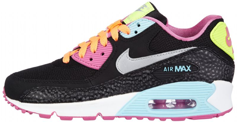 Nike Air Max 90 Gs Női Alkalmi Blk / Mtllc Slvr-rd Vlt-glcr Ic