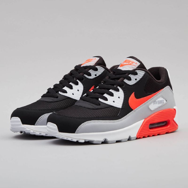 Nike Air Max 90 Infravörös Férfi Alkalmi Wolf Szürke / Fekete / Fehér / Bright Crimson