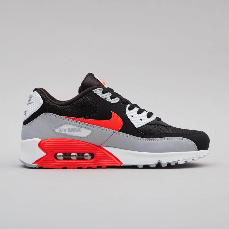 Nike Air Max 90 Infravörös Férfi Alkalmi Wolf Szürke / Fekete / Fehér / Bright Crimson