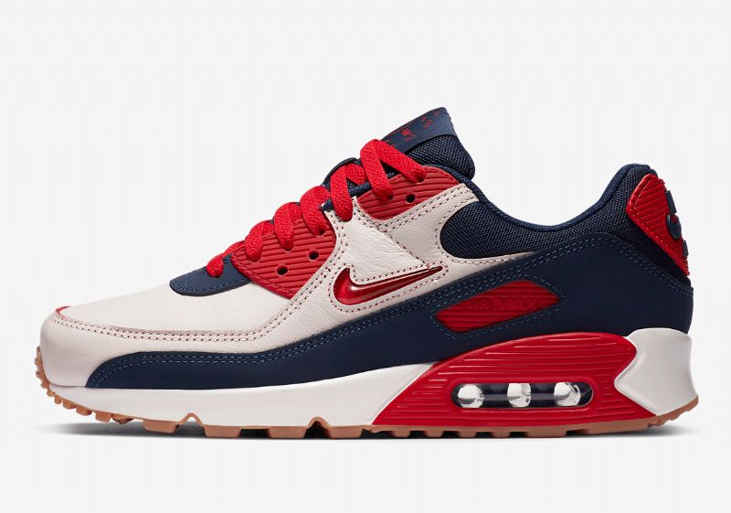 Nike Air Max 90 Jewel Otthoni Férfi / Női Alkalmi Vitorla / Egyetemi Vörös-gumi Közepes Barna