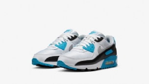 Nike Air Max 90 Lézerkék Férfi / Női Alkalmi Fehér / Fekete / Szürke Köd