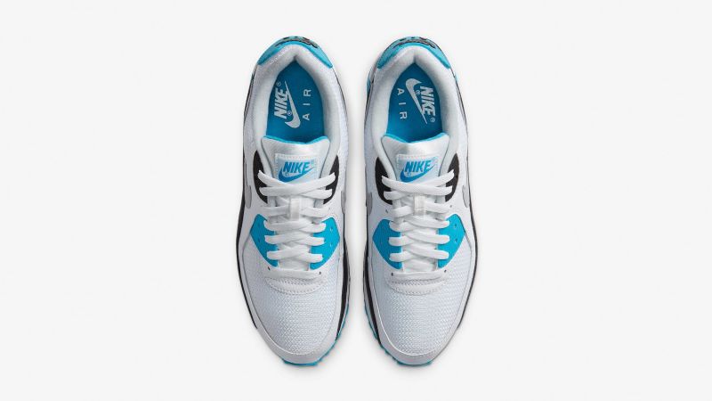Nike Air Max 90 Lézerkék Férfi / Női Alkalmi Fehér / Fekete / Szürke Köd