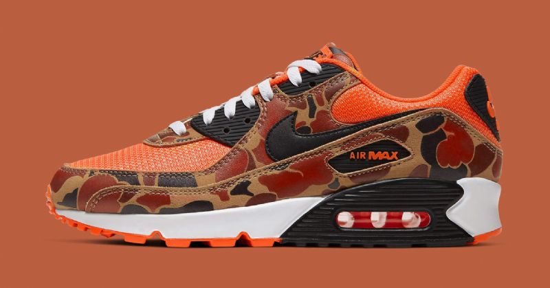 Nike Air Max 90 Narancs Camo Férfi / Női Alkalmi Total / Fekete