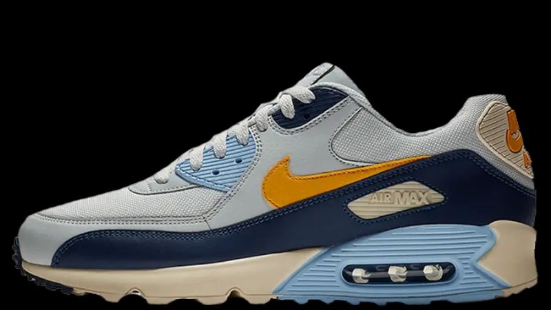 Nike Air Max 90 Vintage Sárga Férfi Hétköznapi Tiszta Platina / Kék Üres-királyi Árnyalat-sárga Okker