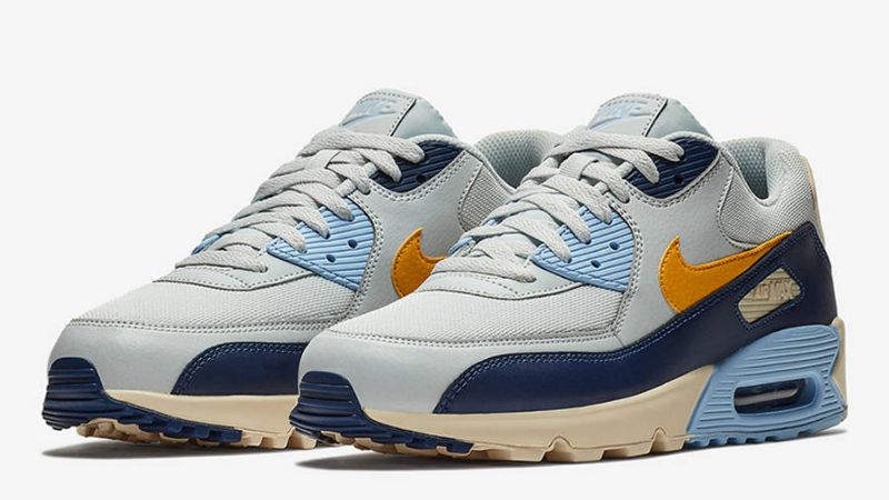 Nike Air Max 90 Vintage Sárga Férfi Hétköznapi Tiszta Platina / Kék Üres-királyi Árnyalat-sárga Okker