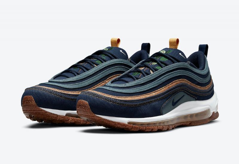 Nike Air Max 97 Cork Férfi / Női Futó Hasta / Obszidián-thunder Kék-bucktan-fehér-búza