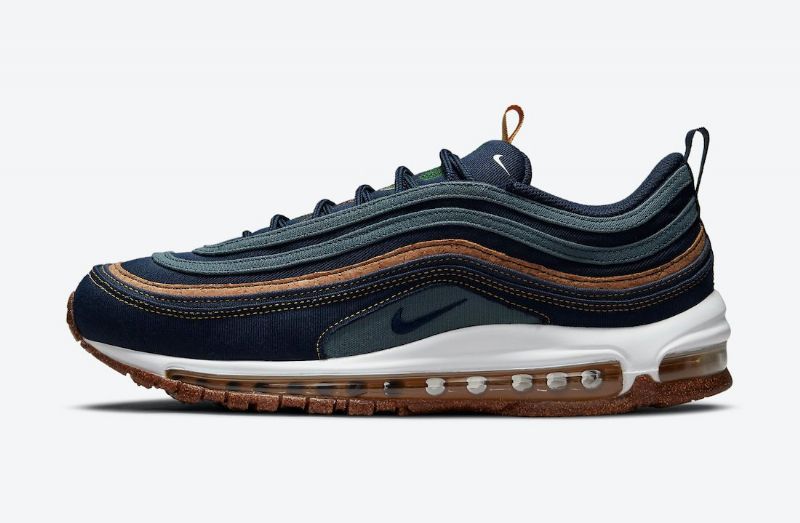 Nike Air Max 97 Cork Férfi / Női Futó Hasta / Obszidián-thunder Kék-bucktan-fehér-búza