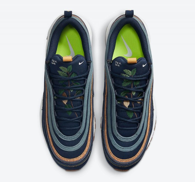 Nike Air Max 97 Cork Férfi / Női Futó Hasta / Obszidián-thunder Kék-bucktan-fehér-búza