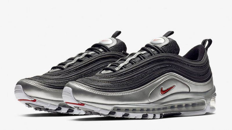 Nike Air Max 97 Ezüst Fekete Férfi / Női Futó / Varsity Piros-metál Ezüst-fehér