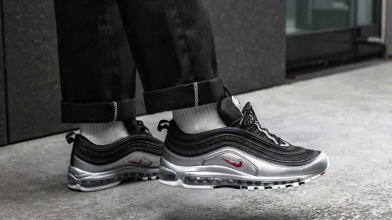 Nike Air Max 97 Ezüst Fekete Férfi / Női Futó / Varsity Piros-metál Ezüst-fehér