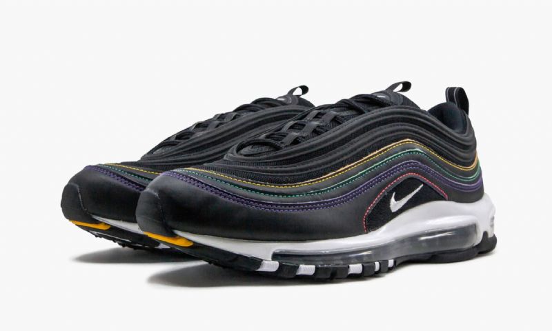 Nike Air Max 97 Férfi / Női Futó Fekete / Psychic Lila-university Gold-fehér