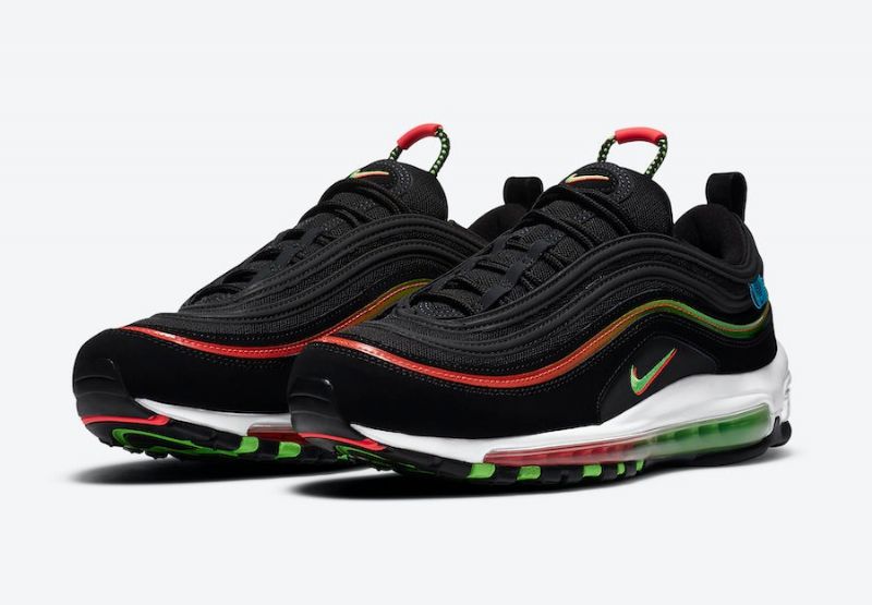 Nike Air Max 97 Férfi / Női Futó Fekete / Zöld Strike-flash Bíborfehér