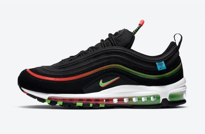 Nike Air Max 97 Férfi / Női Futó Fekete / Zöld Strike-flash Bíborfehér