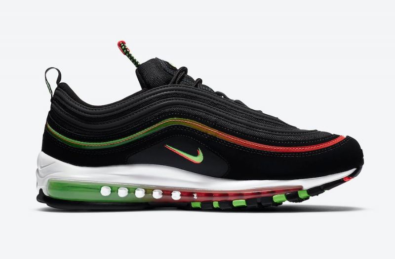 Nike Air Max 97 Férfi / Női Futó Fekete / Zöld Strike-flash Bíborfehér