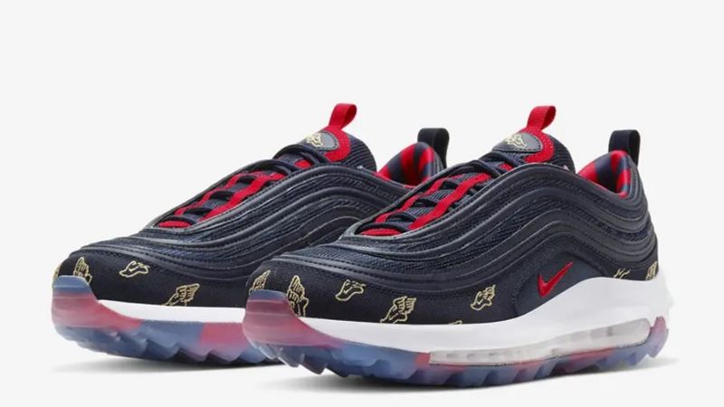 Nike Air Max 97 Golf Férfi/női Futó Obszidián Egyetem Piros