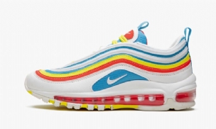 Nike Air Max 97 Gs Nyári Csomag Férfi / Női Futó Fehér / Kék Fury-opti Sárga Csapat Narancs