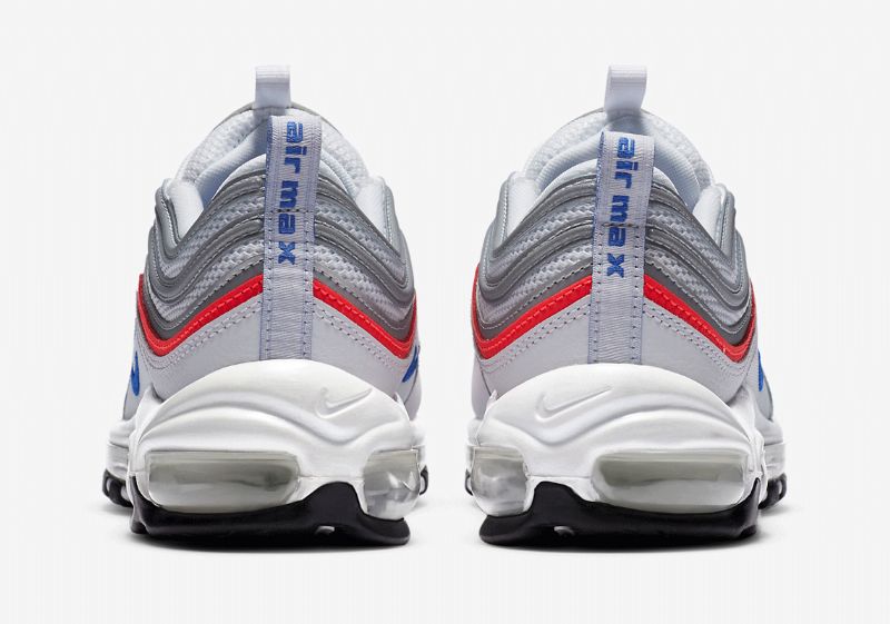 Nike Air Max 97 Keverékek Fémezüst Férfi / Női Futó Fehér / Vaku Bíbor / / Versenykék