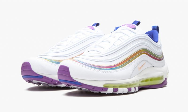 Nike Air Max 97 Lásd Futó Nők Fehér / Lila Köd / Hiperkék / Mosott Korall