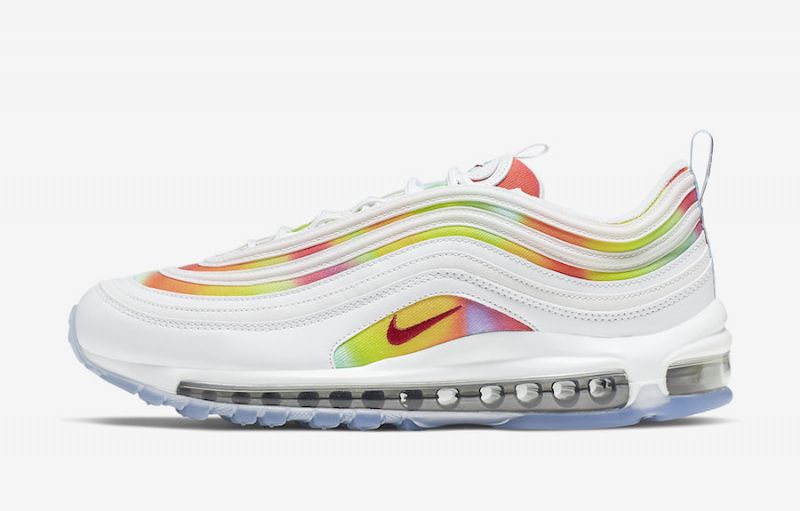 Nike Air Max 97 Nyakkendőfesték Fehér Női Futó Fehér-piros Többszínű
