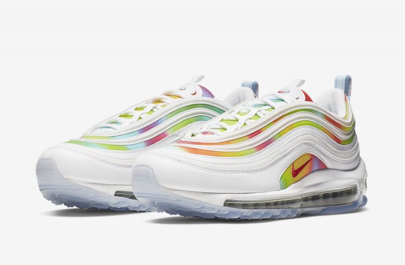 Nike Air Max 97 Nyakkendőfesték Fehér Női Futó Fehér-piros Többszínű