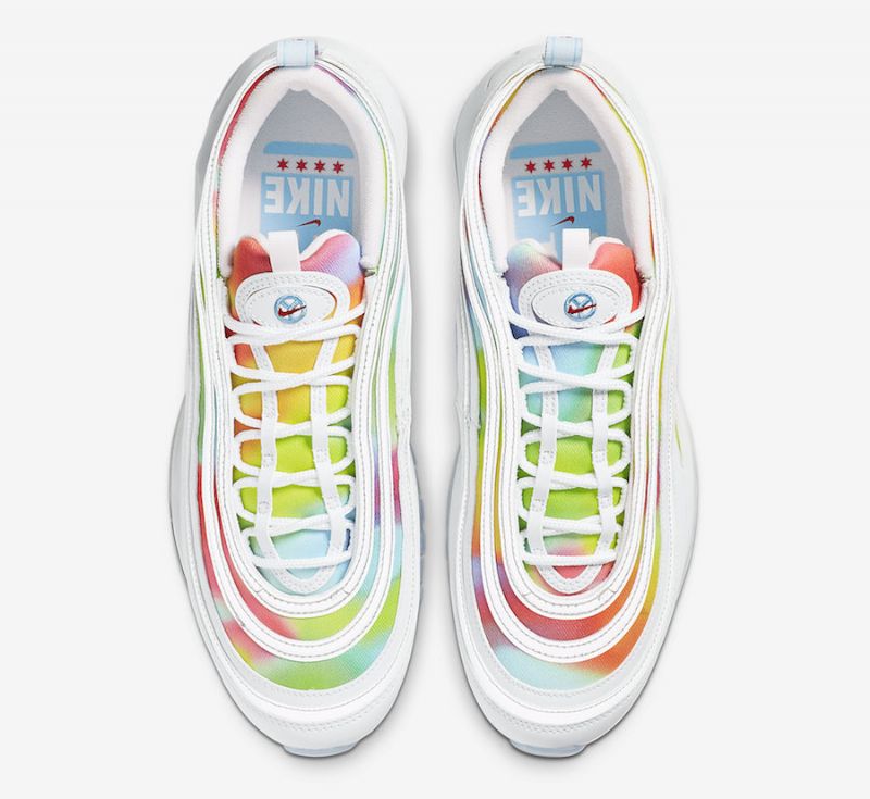 Nike Air Max 97 Nyakkendőfesték Fehér Női Futó Fehér-piros Többszínű