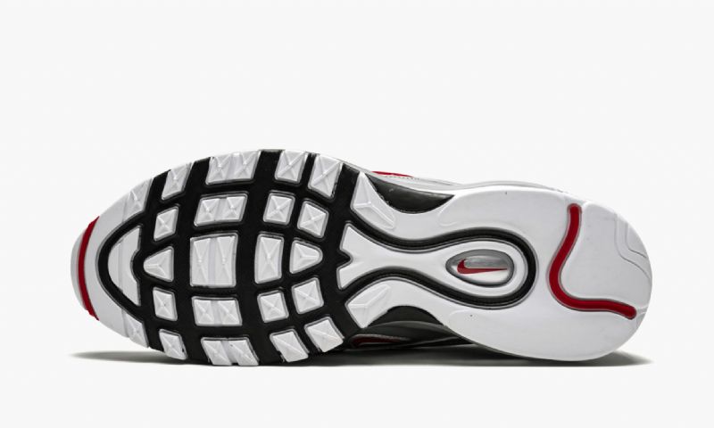 Nike Air Max 97 Qs Férfi / Női Futó Fehér / Varsity Piros-metál Ezüst-fekete