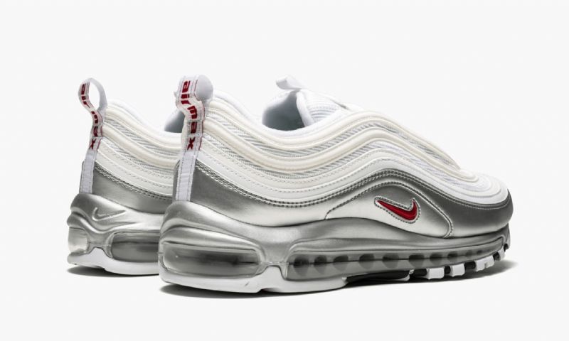 Nike Air Max 97 Qs Férfi / Női Futó Fehér / Varsity Piros-metál Ezüst-fekete