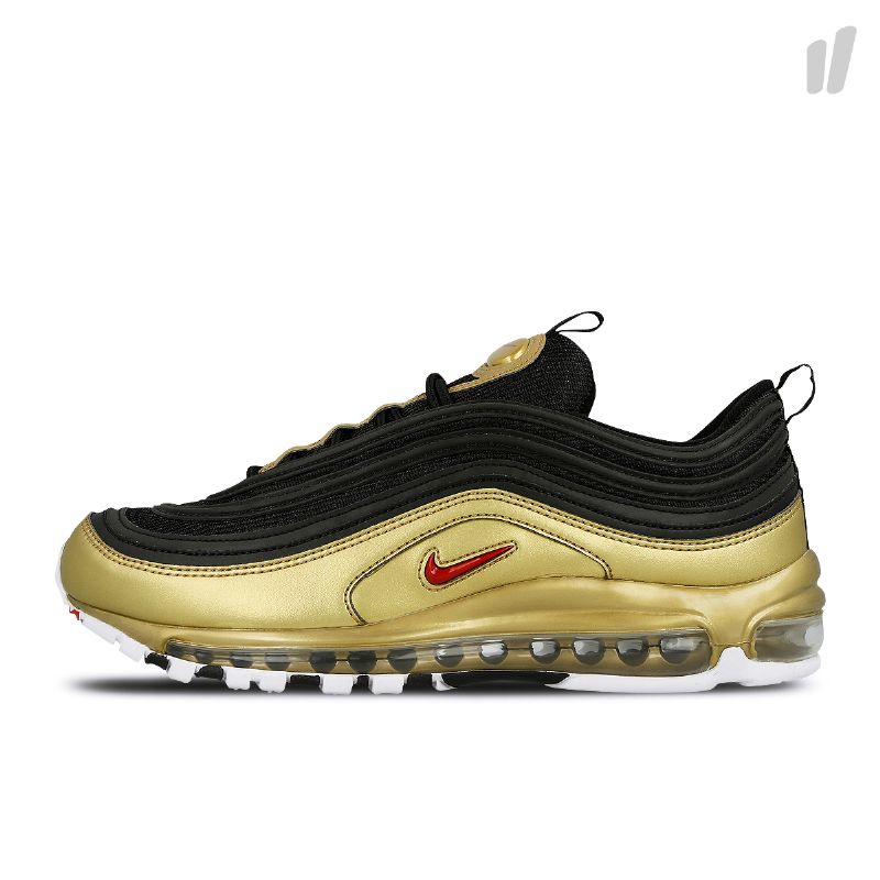 Nike Air Max 97 Qs Férfi / Női Futó Fekete / Varsity Piros-metál Arany-fehér