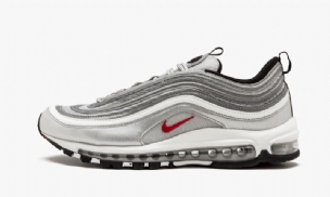 Nike Air Max 97 Qs Férfi / Női Futó Fémezüst / Varsity Piros-fehér-fekete