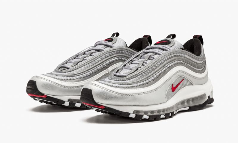 Nike Air Max 97 Qs Férfi / Női Futó Fémezüst / Varsity Piros-fehér-fekete