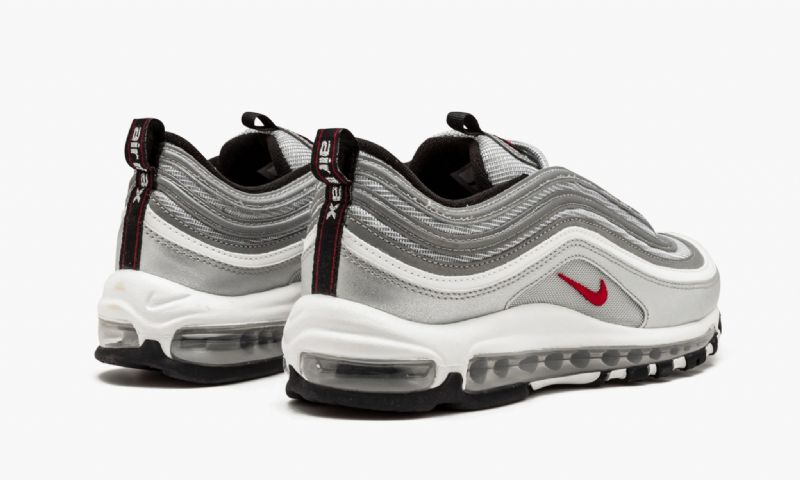 Nike Air Max 97 Qs Férfi / Női Futó Fémezüst / Varsity Piros-fehér-fekete