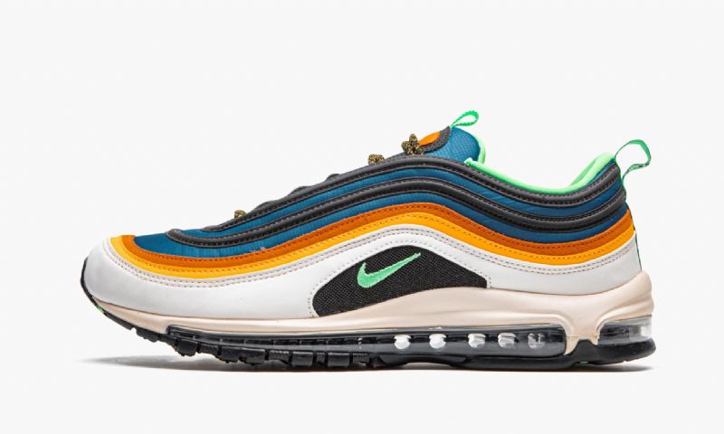 Nike Air Max 97 Zöld Abyss Férfi / Női Futó Fehér / Narancs / Sárga / / Kék / Fekete