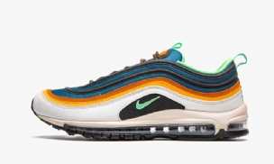 Nike Air Max 97 Zöld Abyss Férfi / Női Futó Fehér / Narancs / Sárga / / Kék / Fekete