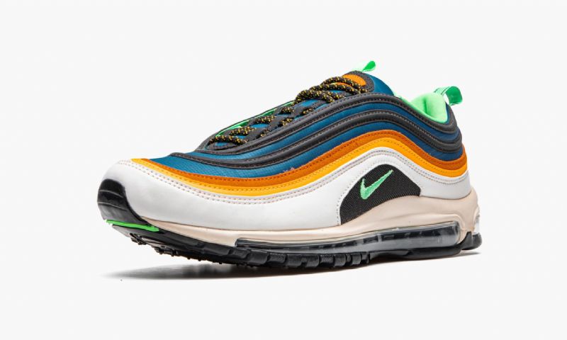 Nike Air Max 97 Zöld Abyss Férfi / Női Futó Fehér / Narancs / Sárga / / Kék / Fekete