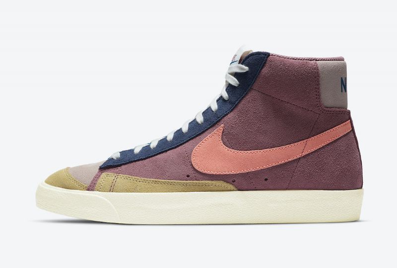 Nike Blazer Mid Suede Férfi / Női Futó Sivatagi Bogyó Piros / Mély Sötétkék-mosott Citromsárga-atomi Púder